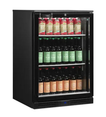 TEFCOLD DB126H Ölkyl med flaskor och juicepaket.