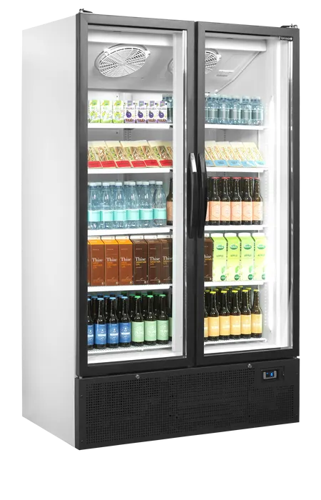 Fullt exponerad Tefcold FS1202H Displaykyl med LED-belysning och dubbla glasdörrar