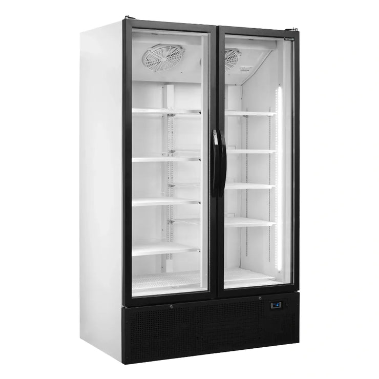 TEFCOLD FS1202H Displaykyl i tomt läge med belysning och justerbara hyllor