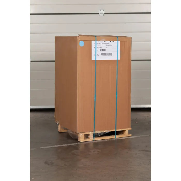 Transportemballage på pall för Tefcold FS80CP Displaykyl.