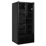 TEFCOLD FS890H Displaykyl svart version med tomma hyllor och stängda dörrar