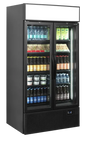 Tefcold FSC1000H Displaykyl svart modell fylld med drycker och snacks