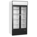 Tefcold FSC1000H Displaykyl i vit finish med tomma hyllor och glasdörrar