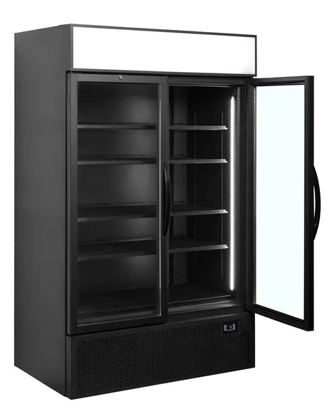 TEFCOLD FSC1200H Displaykyl med öppen dörr och tomma hyllor