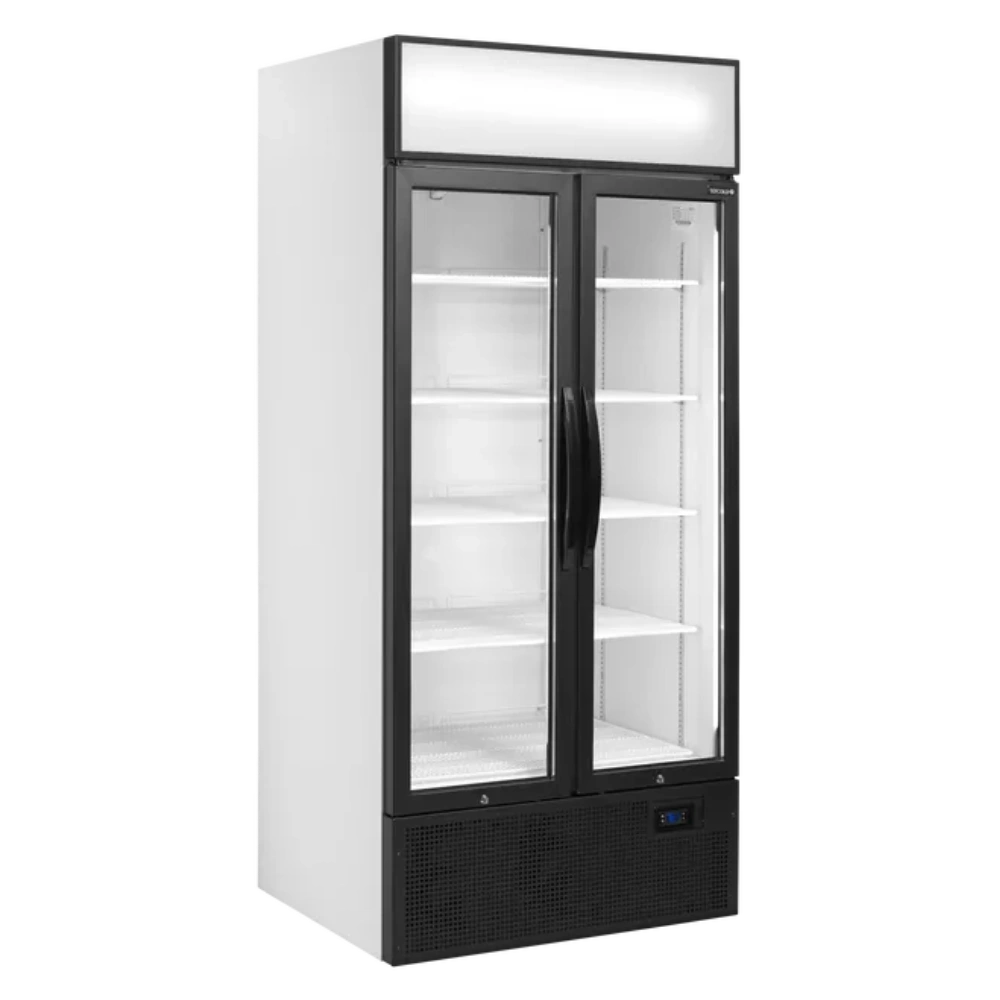 TEFCOLD FSC891H Displaykyl i vit design med tomma hyllor