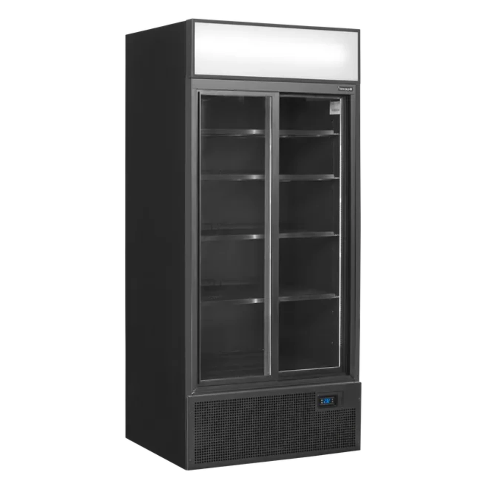 Helsvart version av TEFCOLD FSC891S Displaykyl med tomma hyllor