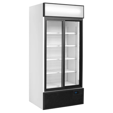 Vit version av Tefcold FSC891S Displaykyl med tomma hyllor