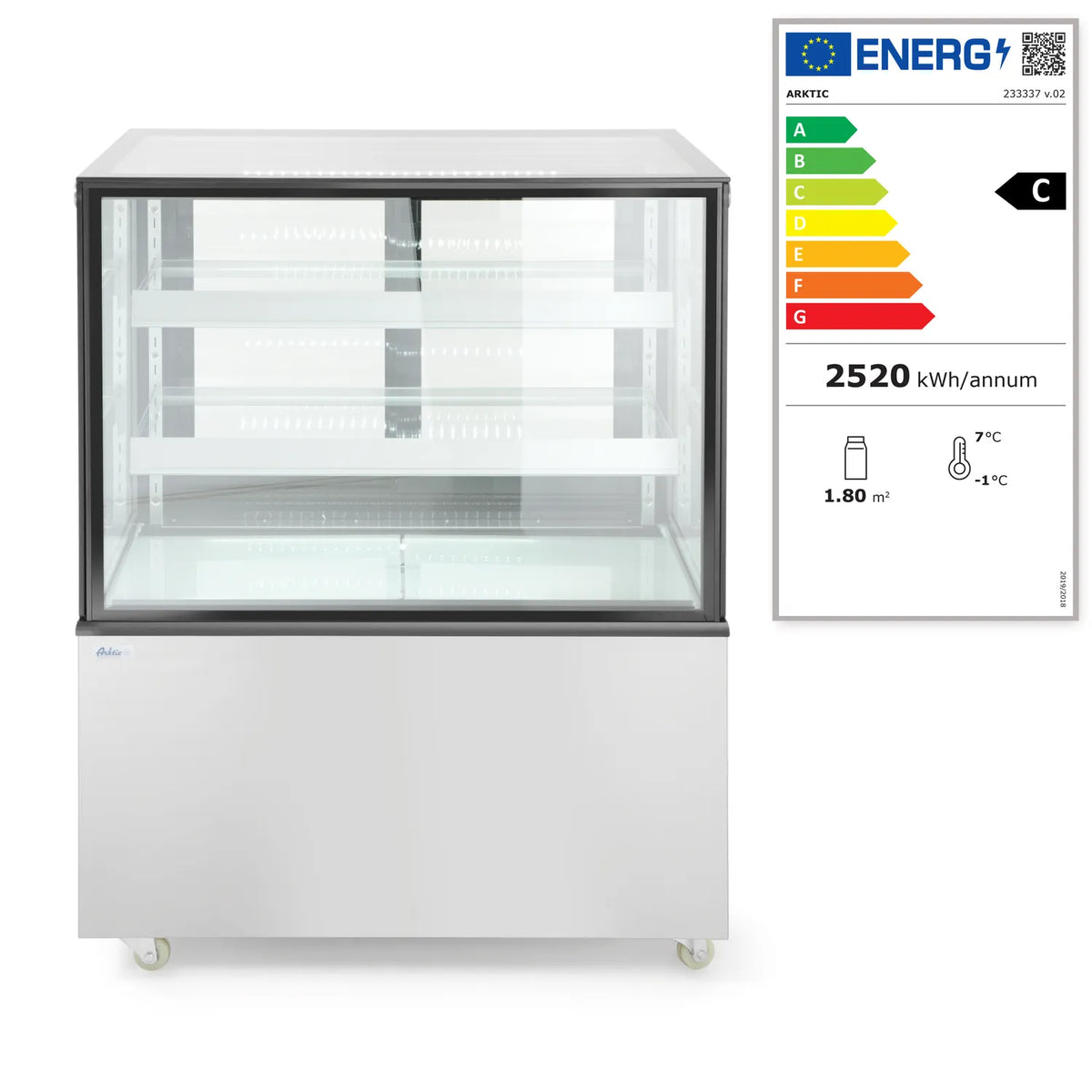 HENDI 300 L Kylmonter med 2 Hyllor frontvy med energimärkning