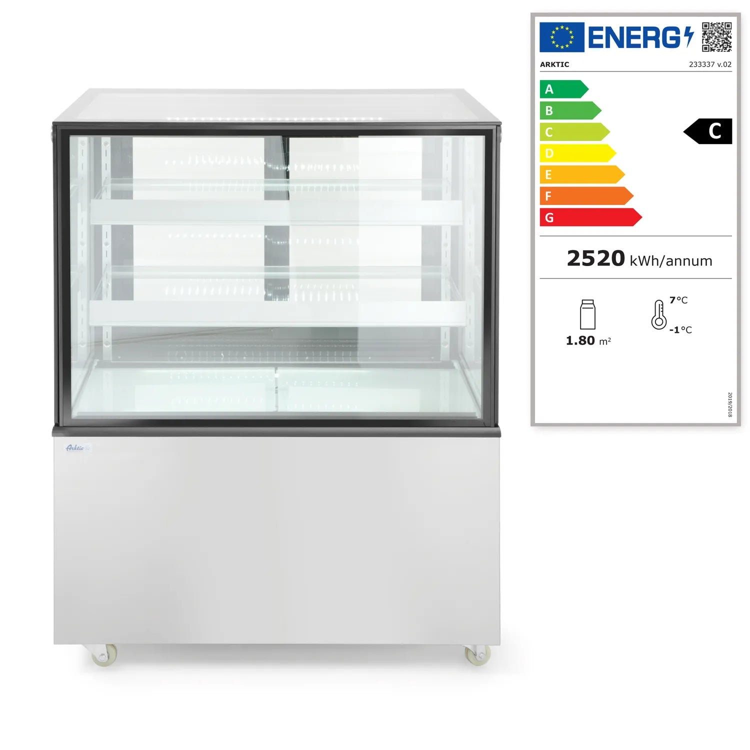 HENDI 300 L Kylmonter med 2 Hyllor frontvy med energimärkning