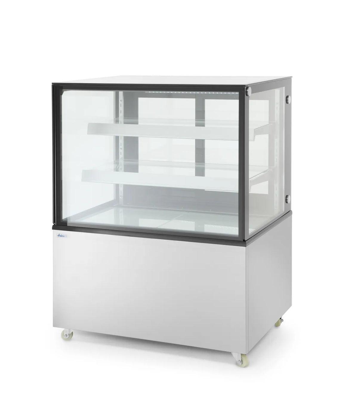 HENDI 300 L Kylmonter med 2 Hyllor sned vy med glas runt om