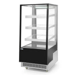 HENDI 300 L Kylmonter med 3 Hyllor sned vy med LED belysning och glas runt om