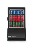 Kylmonter HENDI 58 L i svart, frontvy med LED-ljus och digital display