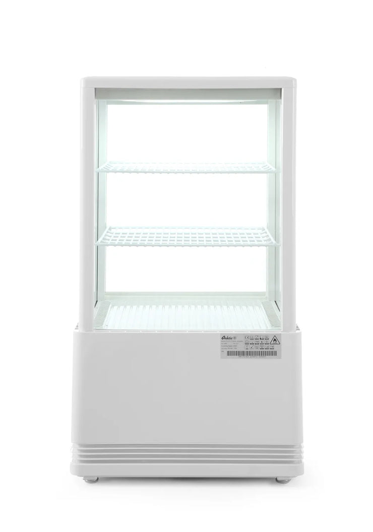 Framsida av kylmonter HENDI 58 L i vit med glas och inbyggd belysning