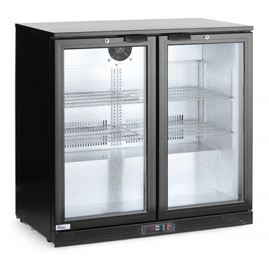 HENDI 198 L Barkyl med Gångjärnsdörrar frontvy med två glasdörrar