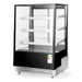Kylmonter med tre glashyllor, HENDI 500 L, front i svart och ventilerad bas.