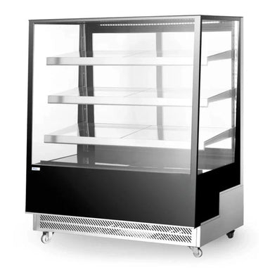 HENDI kylmonter 650 L med 3 hyllor, glasväggar, belysning och hjul för enkel flytt