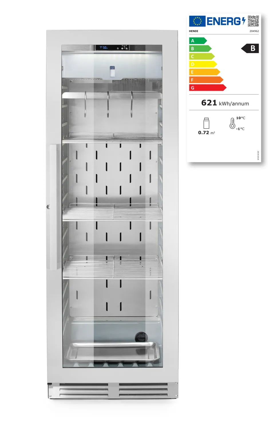 HENDI Dry aging-skåp 352 L Ventilerad, vinklad produktbild mot vit bakgrund