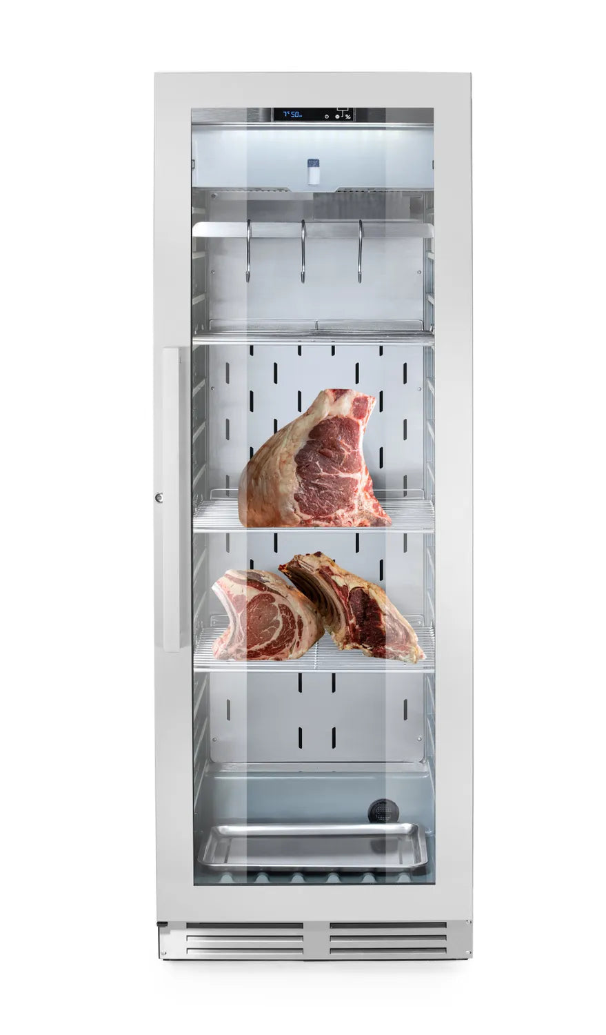 HENDI Dry aging-skåp 352 L Ventilerad, sedd diagonalt framifrån mot vit bakgrund