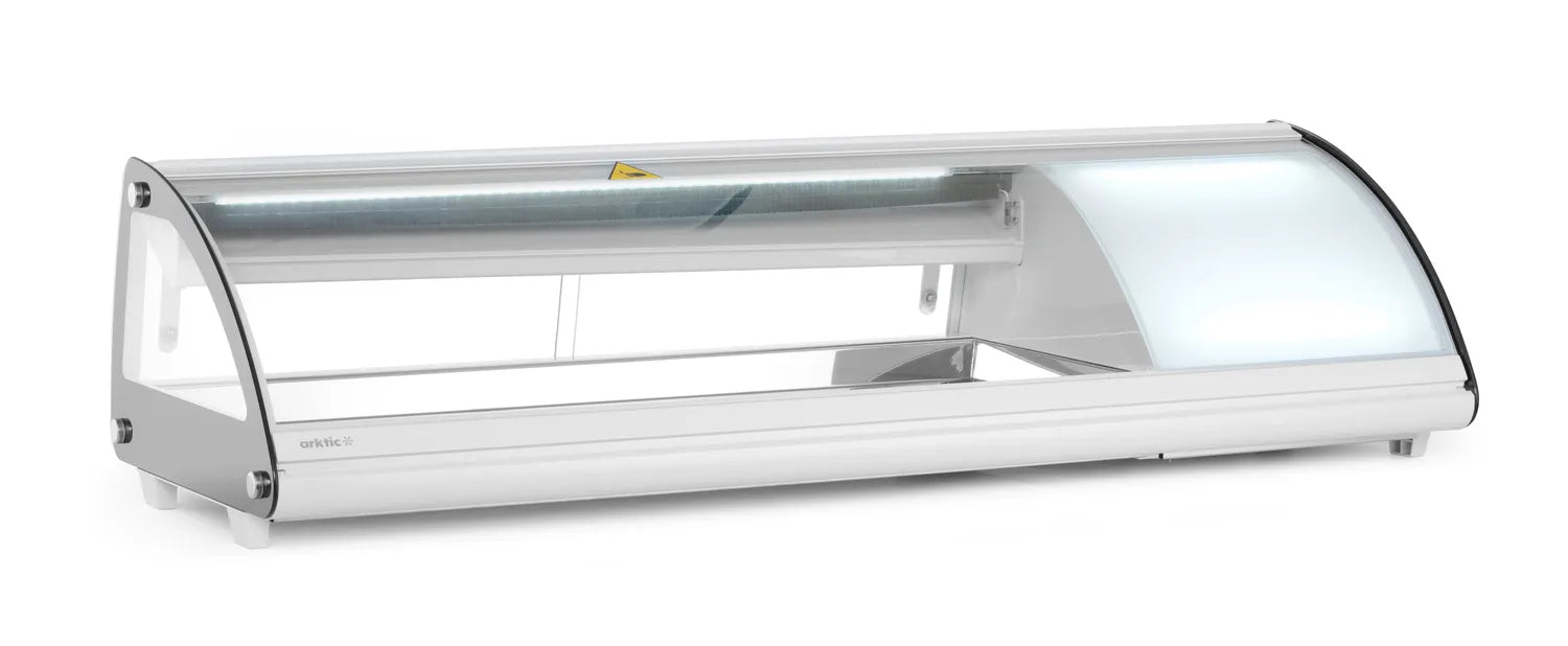 HENDI Sushi Kyldisk 5x GN 1/3 Statisk, vinklad vy som visar produktens djup mot vit bakgrund