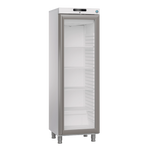 Hoshizaki FG420L L1 DR G E Displayfrys 265 L, sedd rakt framifrån mot vit bakgrund
