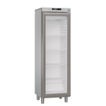 Hoshizaki FG420R L1 DR G E Displayfrys 265 L, sedd rakt framifrån mot vit bakgrund