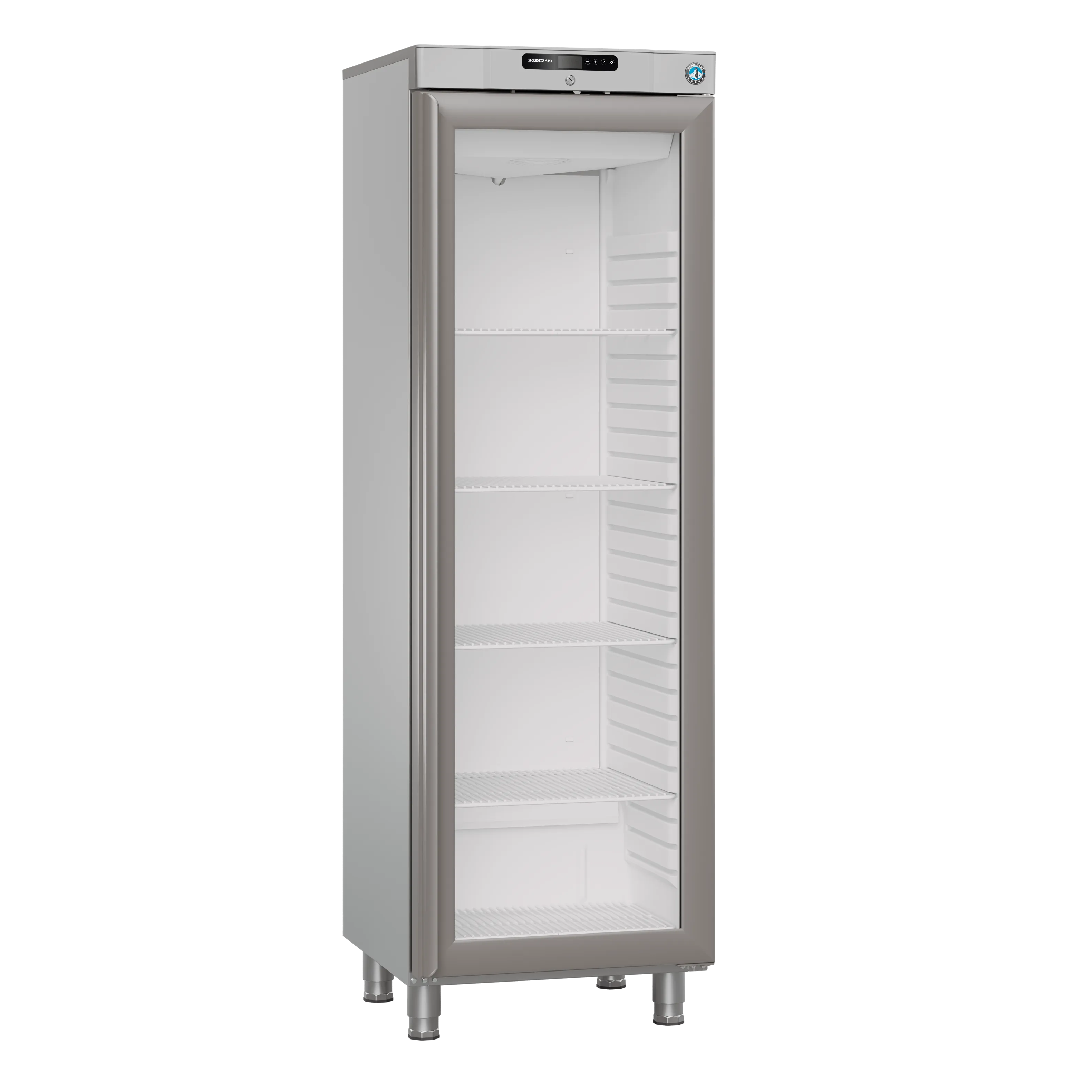 Hoshizaki KG420R L1 DR G E Displaykyl 265 L, sedd rakt framifrån mot vit bakgrund