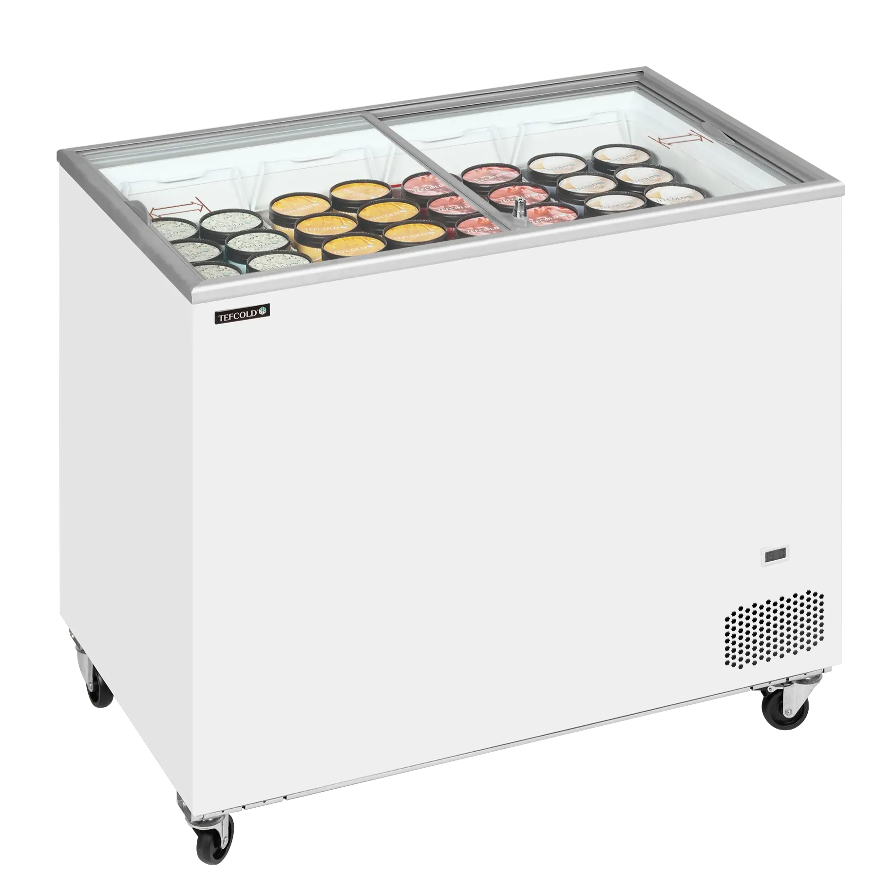 Fylld Tefcold IC301SC Frysbox med olika glassorter