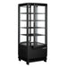 Öppnad svart SARO SC 100 DT Kylmonter med glashyllor och rundade kanter.