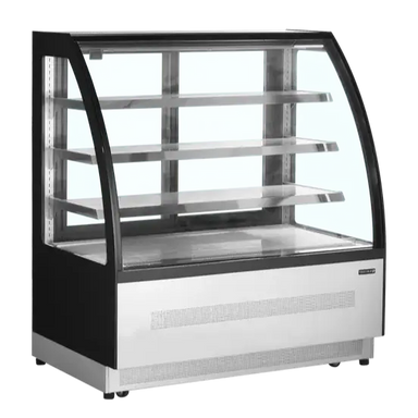 Tefcold LPD1200C kylmonter med fyra glashyllor och böjd front