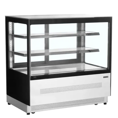 Fristående TEFCOLD LPD1200F Kylmonter med tre glashyllor och stilren front.