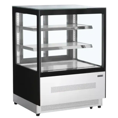 TEFCOLD LPD900F Kylmonter med svart ram och glasdörrar, perfekt för exponering av matvaror.