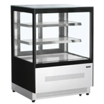 TEFCOLD LPD900F Kylmonter med svart ram och glasdörrar, perfekt för exponering av matvaror.