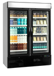 Tefcold NC5000G Displaykyl laddad med mejeriprodukter och kalla drycker i butiksmiljö.