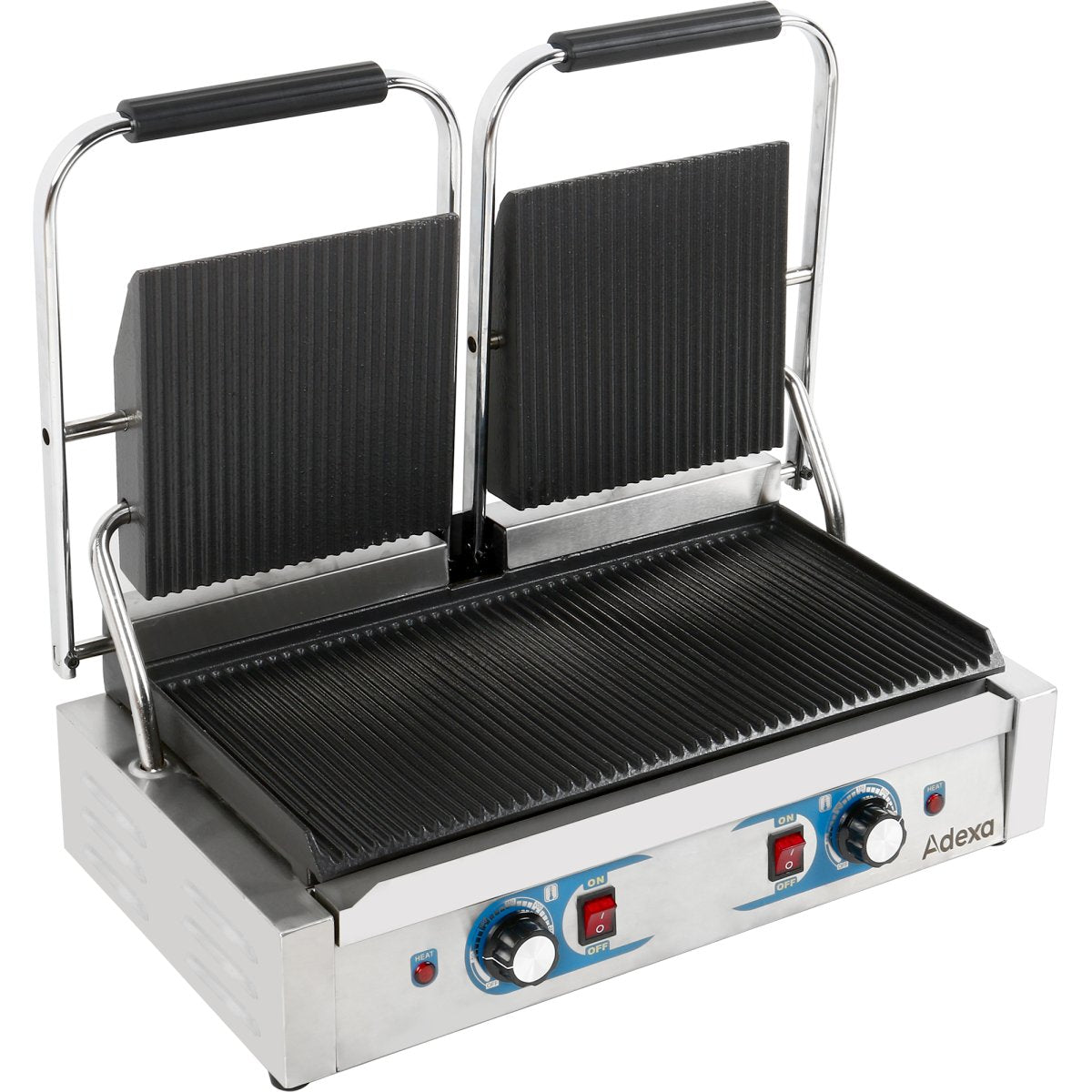 Adexa MLP813/MLP813A Professionell Dubbel Klämgrill 3600W Gjutjärn