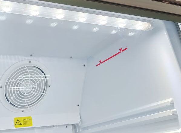 Invändig LED-belysning och fläkt i Cool Head QRG 600 Displaykyl