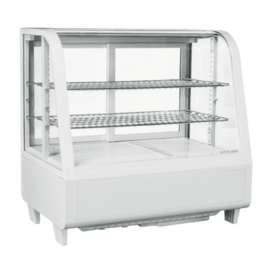 Vit modell av Cool Head RC 100 Kylmonter med tre hyllor och rundad glasfront.