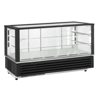 Komplett vy av Cool Head RG 1200 horisontell kylmonter med tre glashyllor och frontventilation.