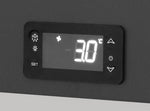 Digital kontrollpanel på Cool Head RG 800 med temperaturvisning i Celsius och inställningsknappar.