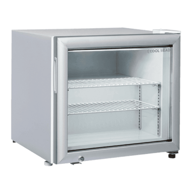 Cool Head RNG 50 Displayfrys med glasdörr och två hyllplan i kompakt design.