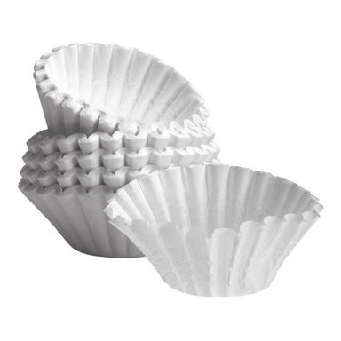 Stapel med SARO Vitt Filtrerpapper för kaffebryggare i traditionell veckad design.