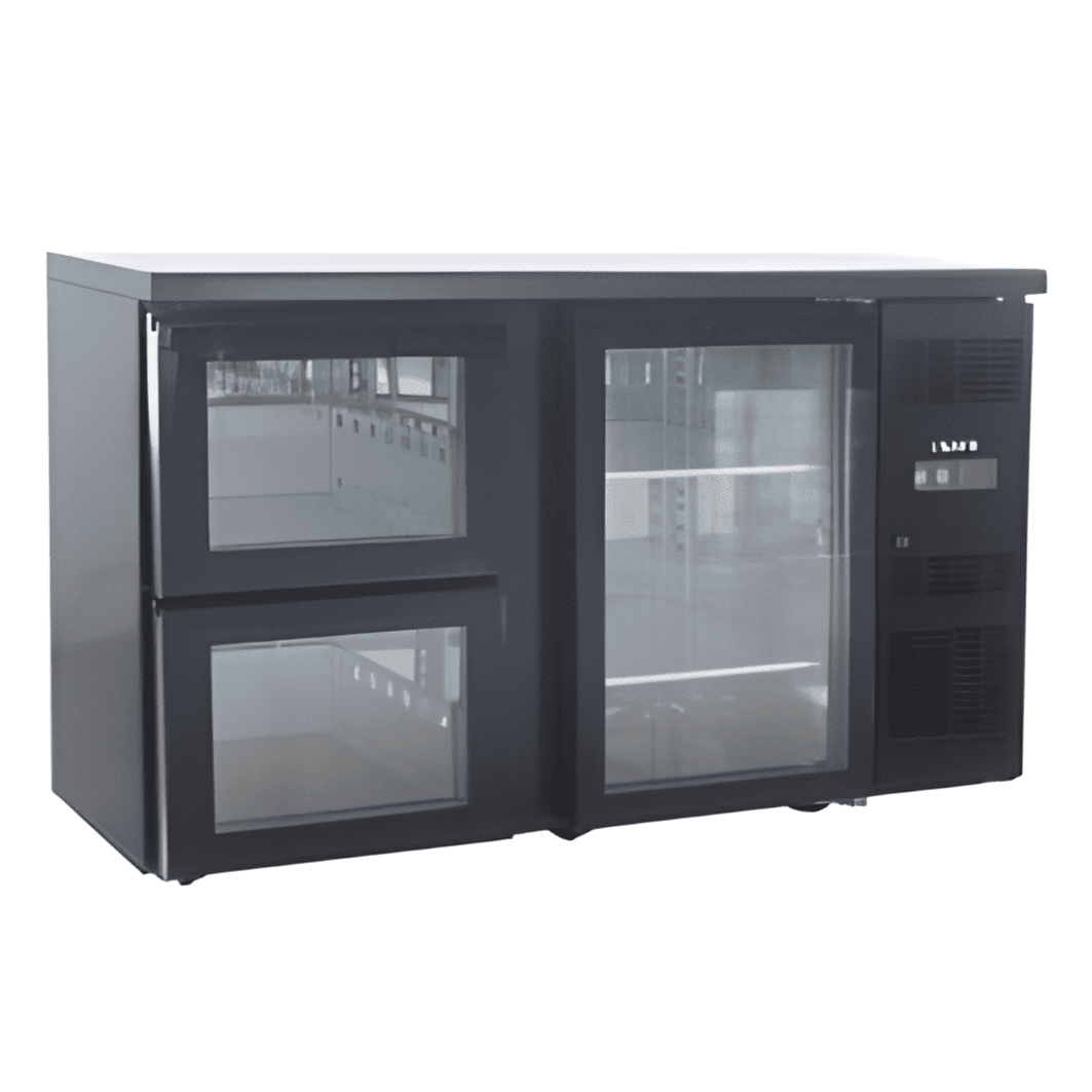 Frilagd produktbild av SARO 2100 G S2 Barkyl med glasdörrar och integrerad temperaturdisplay.