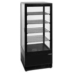 Svart SARO SC 100 Kylmonter med transparent front och gallerhyllor.