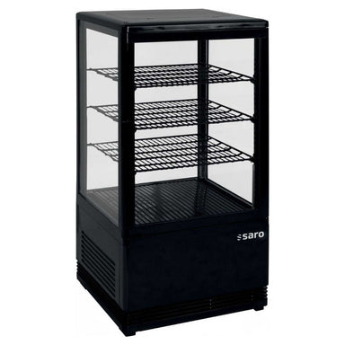 Svart SARO SC 70 Kylmonter med transparenta sidor och fem hyllplan.