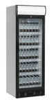 Tefcold SCU1280CP Displaykyl fylld med vattenflaskor och glasdörr