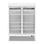 Saro D 920 displayfrys med två glasdörrar och flera justerbara hyllor.