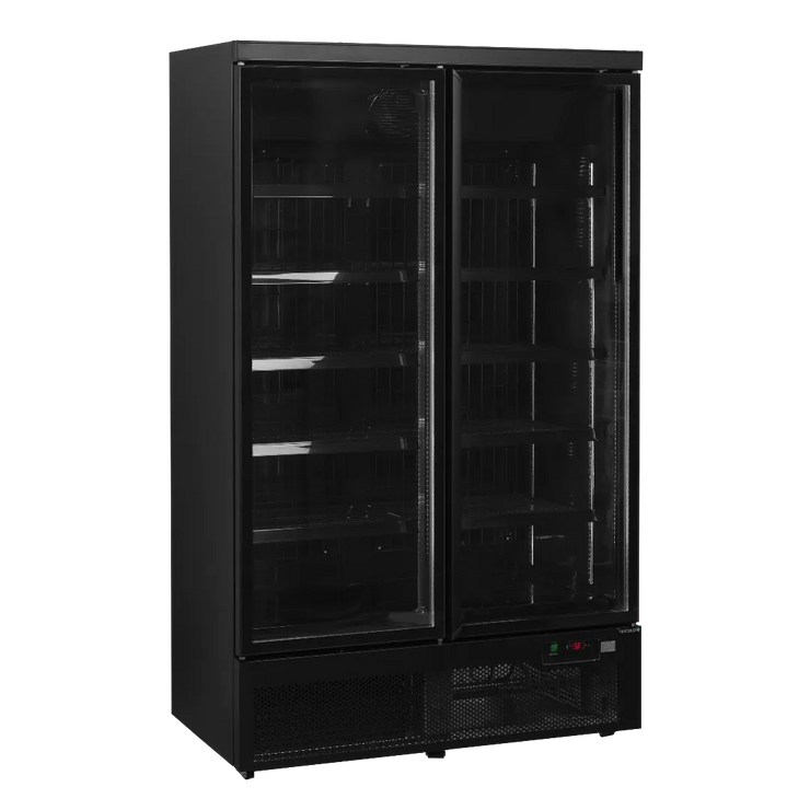 Svart TEFCOLD Atom Maxi F2DB displayfrys med glasdörrar
