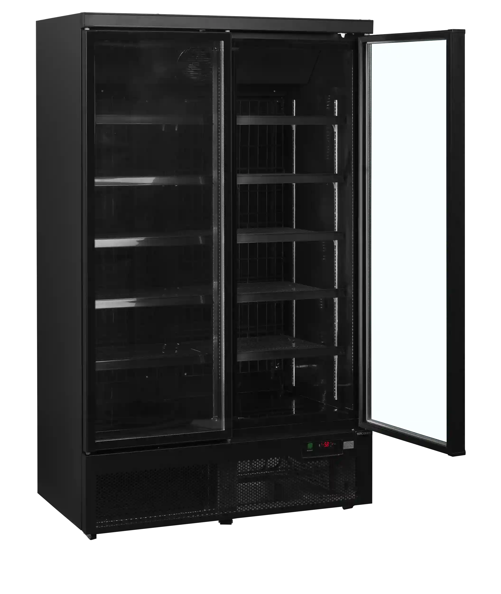 Öppen TEFCOLD Atom Maxi F2DB displayfrys med flera hyllor