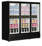 Fylld TEFCOLD Atom Maxi F3DB displayfrys med glassprodukter