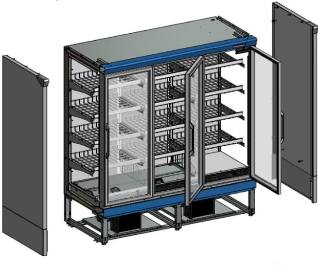 Konstruktion av TEFCOLD EXTRA1250FD väggfrys