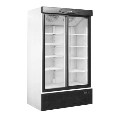 Tom TEFCOLD FS1205S Displaykyl fotograferad från vänster sida.